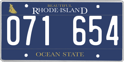 RI license plate 071654