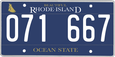 RI license plate 071667