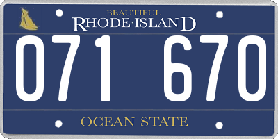 RI license plate 071670