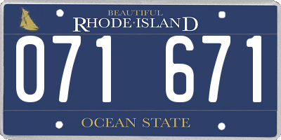RI license plate 071671
