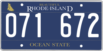 RI license plate 071672