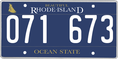 RI license plate 071673