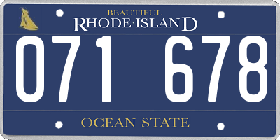RI license plate 071678