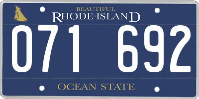 RI license plate 071692