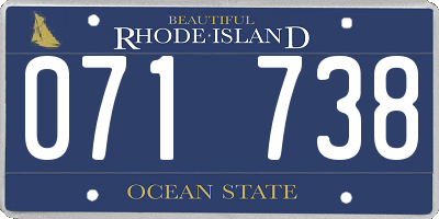 RI license plate 071738