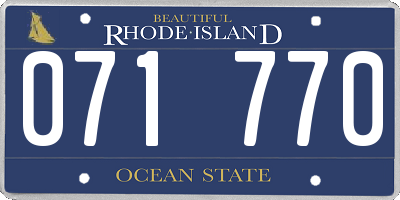 RI license plate 071770