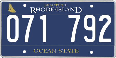 RI license plate 071792
