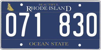 RI license plate 071830