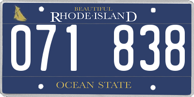 RI license plate 071838