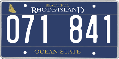 RI license plate 071841