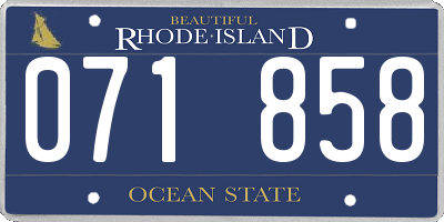RI license plate 071858