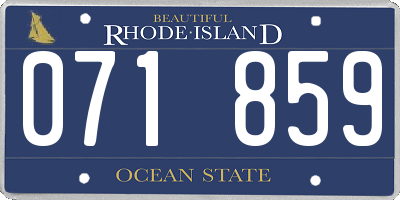 RI license plate 071859