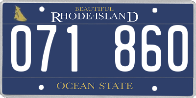 RI license plate 071860
