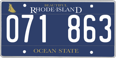 RI license plate 071863