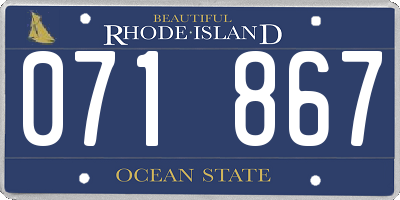 RI license plate 071867