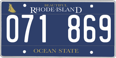 RI license plate 071869