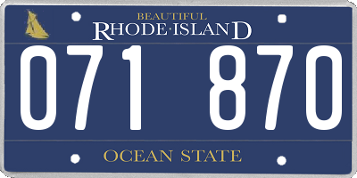 RI license plate 071870