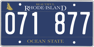 RI license plate 071877