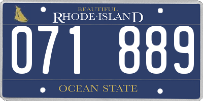 RI license plate 071889