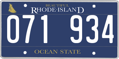 RI license plate 071934
