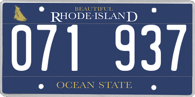 RI license plate 071937