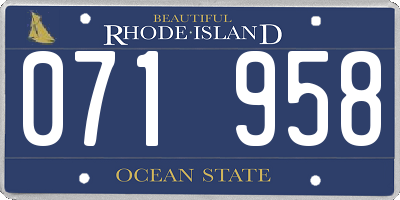 RI license plate 071958