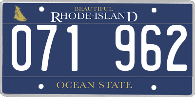 RI license plate 071962