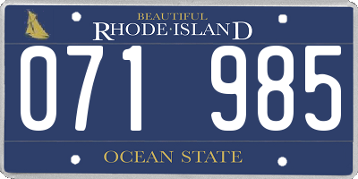 RI license plate 071985