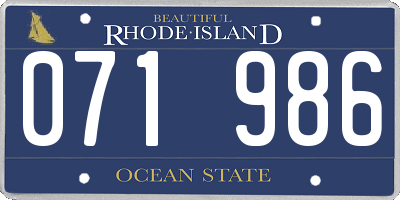 RI license plate 071986