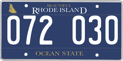 RI license plate 072030
