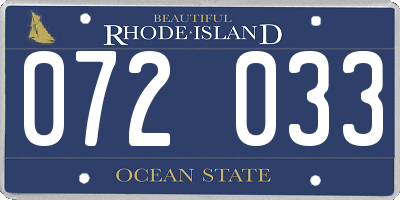RI license plate 072033