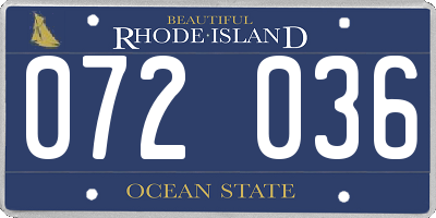 RI license plate 072036