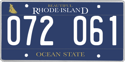 RI license plate 072061