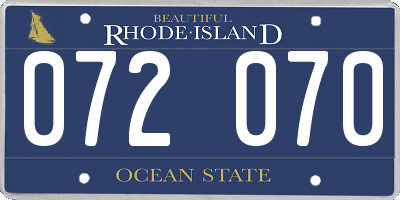 RI license plate 072070