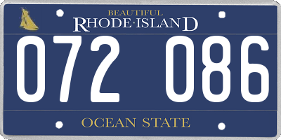 RI license plate 072086