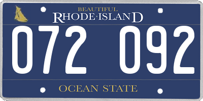 RI license plate 072092