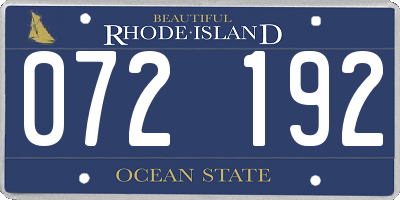 RI license plate 072192