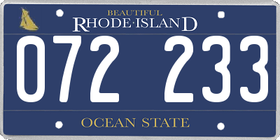 RI license plate 072233