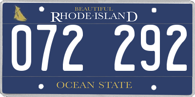RI license plate 072292