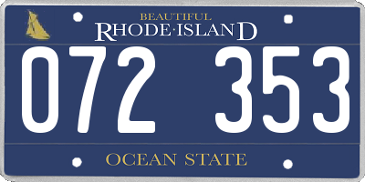 RI license plate 072353