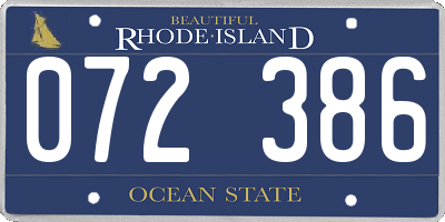 RI license plate 072386
