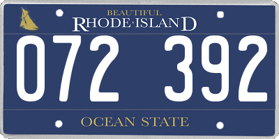 RI license plate 072392