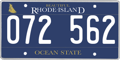 RI license plate 072562