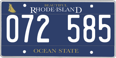 RI license plate 072585