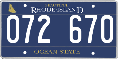 RI license plate 072670