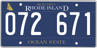 RI license plate 072671