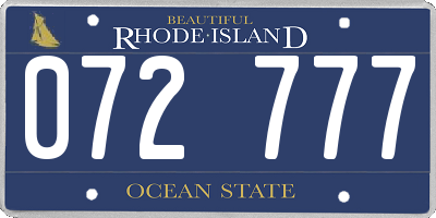 RI license plate 072777