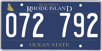 RI license plate 072792