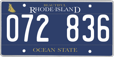 RI license plate 072836