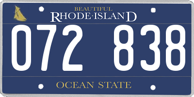 RI license plate 072838